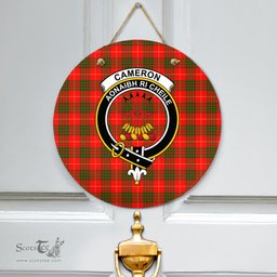 Scottish Cameron Modern Clan Tartan Door Sign - Crest Classic Scottish Plaid Tartan Plaid