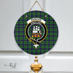 Scottish Duncan Modern Clan Tartan Door Sign - Crest Classic Scottish Plaid Tartan Plaid