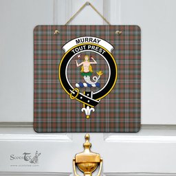 Scottish Murray of Atholl Weathered Clan Tartan Door Sign - Crest Classic Scottish Plaid Tartan Plaid