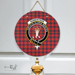 Scottish Robertson Modern Clan Tartan Door Sign - Crest Classic Scottish Plaid Tartan Plaid