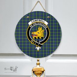 Scottish Campbell Argyll Ancient Clan Tartan Door Sign - Crest Classic Scottish Plaid Tartan Plaid