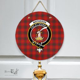 Scottish Matheson Modern Clan Tartan Door Sign - Crest Classic Scottish Plaid Tartan Plaid