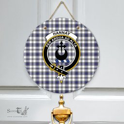 Scottish Hannay Modern Clan Tartan Door Sign - Crest Classic Scottish Plaid Tartan Plaid