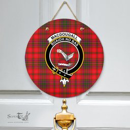 Scottish MacDougall Modern Clan Tartan Door Sign - Crest Classic Scottish Plaid Tartan Plaid