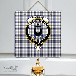 Scottish Hannay Modern Clan Tartan Door Sign - Crest Classic Scottish Plaid Tartan Plaid
