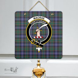 Scottish MacRae Hunting Modern Clan Tartan Door Sign - Crest Classic Scottish Plaid Tartan Plaid