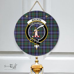 Scottish MacRae Hunting Modern Clan Tartan Door Sign - Crest Classic Scottish Plaid Tartan Plaid