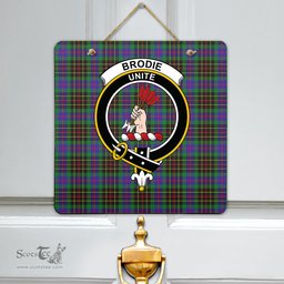 Scottish Brodie Hunting Modern Clan Tartan Door Sign - Crest Classic Scottish Plaid Tartan Plaid