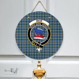Scottish Weir Ancient Clan Tartan Door Sign - Crest Classic Scottish Plaid Tartan Plaid
