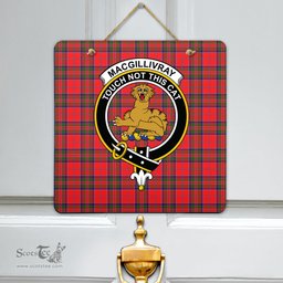 Scottish MacGillivray Modern Clan Tartan Door Sign - Crest Classic Scottish Plaid Tartan Plaid