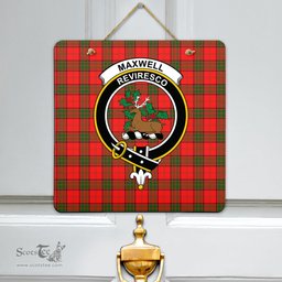 Scottish Maxwell Modern Clan Tartan Door Sign - Crest Classic Scottish Plaid Tartan Plaid