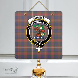 Scottish Fraser Hunting Modern Clan Tartan Door Sign - Crest Classic Scottish Plaid Tartan Plaid