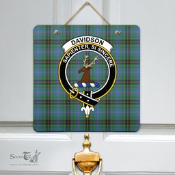 Scottish Davidson Ancient Clan Tartan Door Sign - Crest Classic Scottish Plaid Tartan Plaid