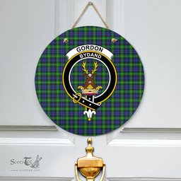 Scottish Gordon Modern Clan Tartan Door Sign - Crest Classic Scottish Plaid Tartan Plaid