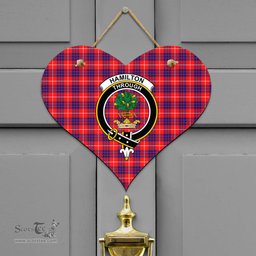 Scottish Hamilton Modern Clan Tartan Door Sign - Crest Classic Scottish Plaid Tartan Plaid
