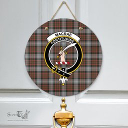 Scottish MacRae Hunting Weathered Clan Tartan Door Sign - Crest Classic Scottish Plaid Tartan Plaid