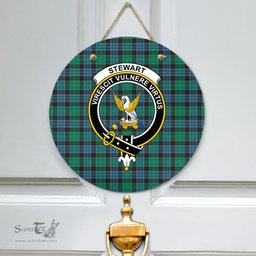 Scottish Stewart Old Ancient Clan Tartan Door Sign - Crest Classic Scottish Plaid Tartan Plaid