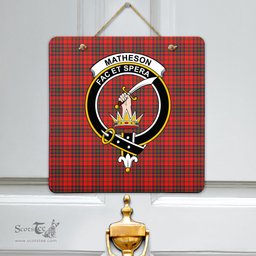 Scottish Matheson Modern Clan Tartan Door Sign - Crest Classic Scottish Plaid Tartan Plaid