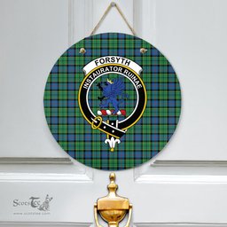 Scottish Forsyth Ancient Clan Tartan Door Sign - Crest Classic Scottish Plaid Tartan Plaid