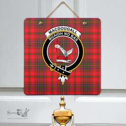 Scottish MacDougall Modern Clan Tartan Door Sign - Crest Classic Scottish Plaid Tartan Plaid