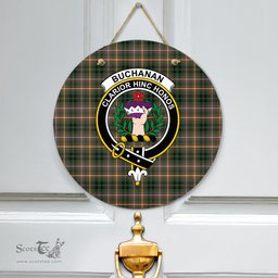 Scottish Buchanan Hunting Clan Tartan Door Sign - Crest Classic Scottish Plaid Tartan Plaid