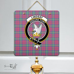 Scottish Lindsay Ancient Clan Tartan Door Sign - Crest Classic Scottish Plaid Tartan Plaid