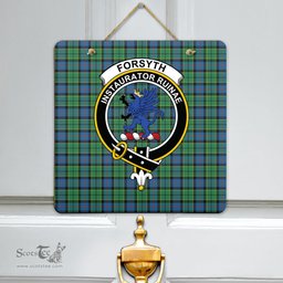Scottish Forsyth Ancient Clan Tartan Door Sign - Crest Classic Scottish Plaid Tartan Plaid