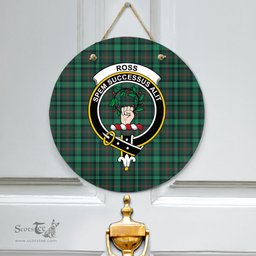 Scottish Ross Hunting Modern Clan Tartan Door Sign - Crest Classic Scottish Plaid Tartan Plaid