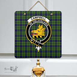Scottish Campbell of Breadalbane Modern Clan Tartan Door Sign - Crest Classic Scottish Plaid Tartan Plaid