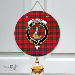 Scottish Wallace Weathered Clan Tartan Door Sign - Crest Classic Scottish Plaid Tartan Plaid
