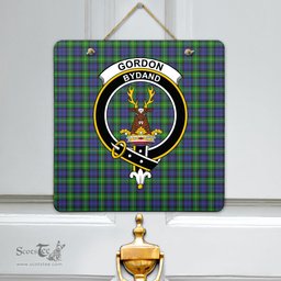 Scottish Gordon Modern Clan Tartan Door Sign - Crest Classic Scottish Plaid Tartan Plaid