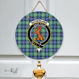 Scottish Sutherland Old Ancient Clan Tartan Door Sign - Crest Classic Scottish Plaid Tartan Plaid