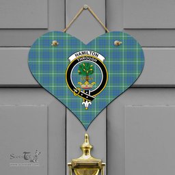 Scottish Hamilton Hunting Ancient Clan Tartan Door Sign - Crest Classic Scottish Plaid Tartan Plaid