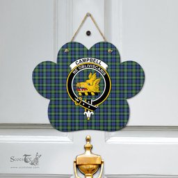 Scottish Campbell Argyll Ancient Clan Tartan Door Sign - Crest Classic Scottish Plaid Tartan Plaid