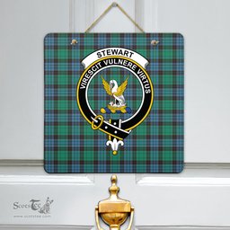 Scottish Stewart Old Ancient Clan Tartan Door Sign - Crest Classic Scottish Plaid Tartan Plaid