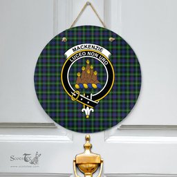 Scottish MacKenzie Modern Clan Tartan Door Sign - Crest Classic Scottish Plaid Tartan Plaid