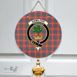 Scottish Hamilton Ancient Clan Tartan Door Sign - Crest Classic Scottish Plaid Tartan Plaid