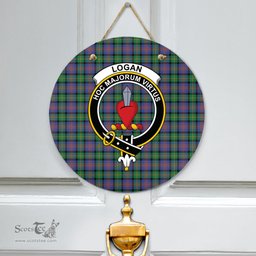 Scottish Logan Ancient Clan Tartan Door Sign - Crest Classic Scottish Plaid Tartan Plaid
