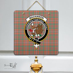 Scottish MacKinnon Ancient Clan Tartan Door Sign - Crest Classic Scottish Plaid Tartan Plaid