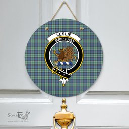 Scottish Leslie Hunting Ancient Clan Tartan Door Sign - Crest Classic Scottish Plaid Tartan Plaid