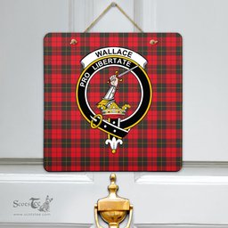 Scottish Wallace Weathered Clan Tartan Door Sign - Crest Classic Scottish Plaid Tartan Plaid