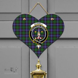 Scottish Russell Modern Clan Tartan Door Sign - Crest Classic Scottish Plaid Tartan Plaid