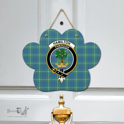 Scottish Hamilton Hunting Ancient Clan Tartan Door Sign - Crest Classic Scottish Plaid Tartan Plaid