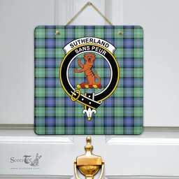 Scottish Sutherland Old Ancient Clan Tartan Door Sign - Crest Classic Scottish Plaid Tartan Plaid