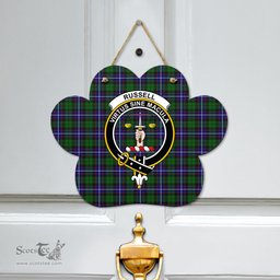 Scottish Russell Modern Clan Tartan Door Sign - Crest Classic Scottish Plaid Tartan Plaid