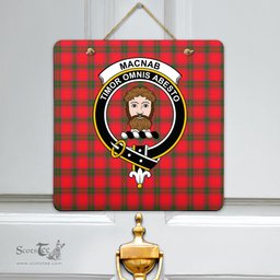 Scottish MacNab Modern Clan Tartan Door Sign - Crest Classic Scottish Plaid Tartan Plaid