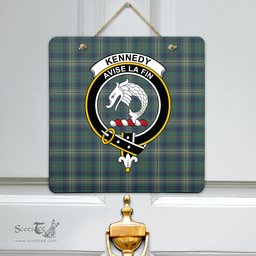 Scottish Kennedy Modern Clan Tartan Door Sign - Crest Classic Scottish Plaid Tartan Plaid