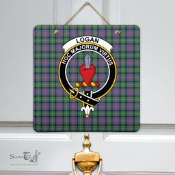 Scottish Logan Ancient Clan Tartan Door Sign - Crest Classic Scottish Plaid Tartan Plaid