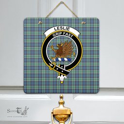 Scottish Leslie Hunting Ancient Clan Tartan Door Sign - Crest Classic Scottish Plaid Tartan Plaid