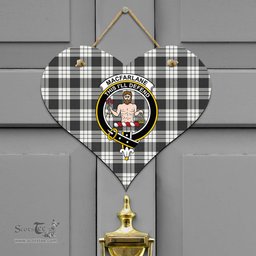 Scottish MacFarlane Black White Ancient Clan Tartan Door Sign - Crest Classic Scottish Plaid Tartan Plaid